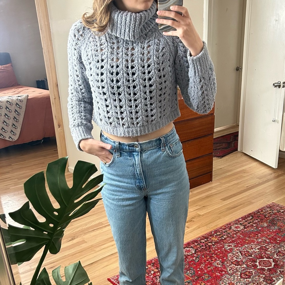 Free People | Cropped Turtleneck Knit Sweater